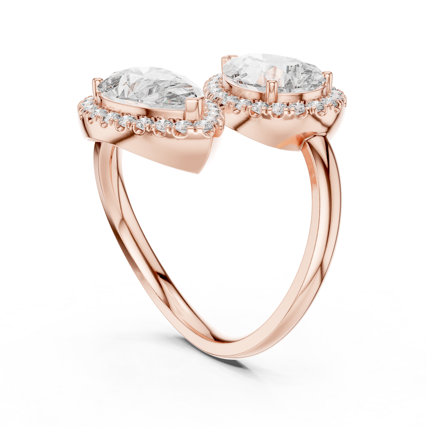 Pear-Shaped Double Halo Diamond Ring