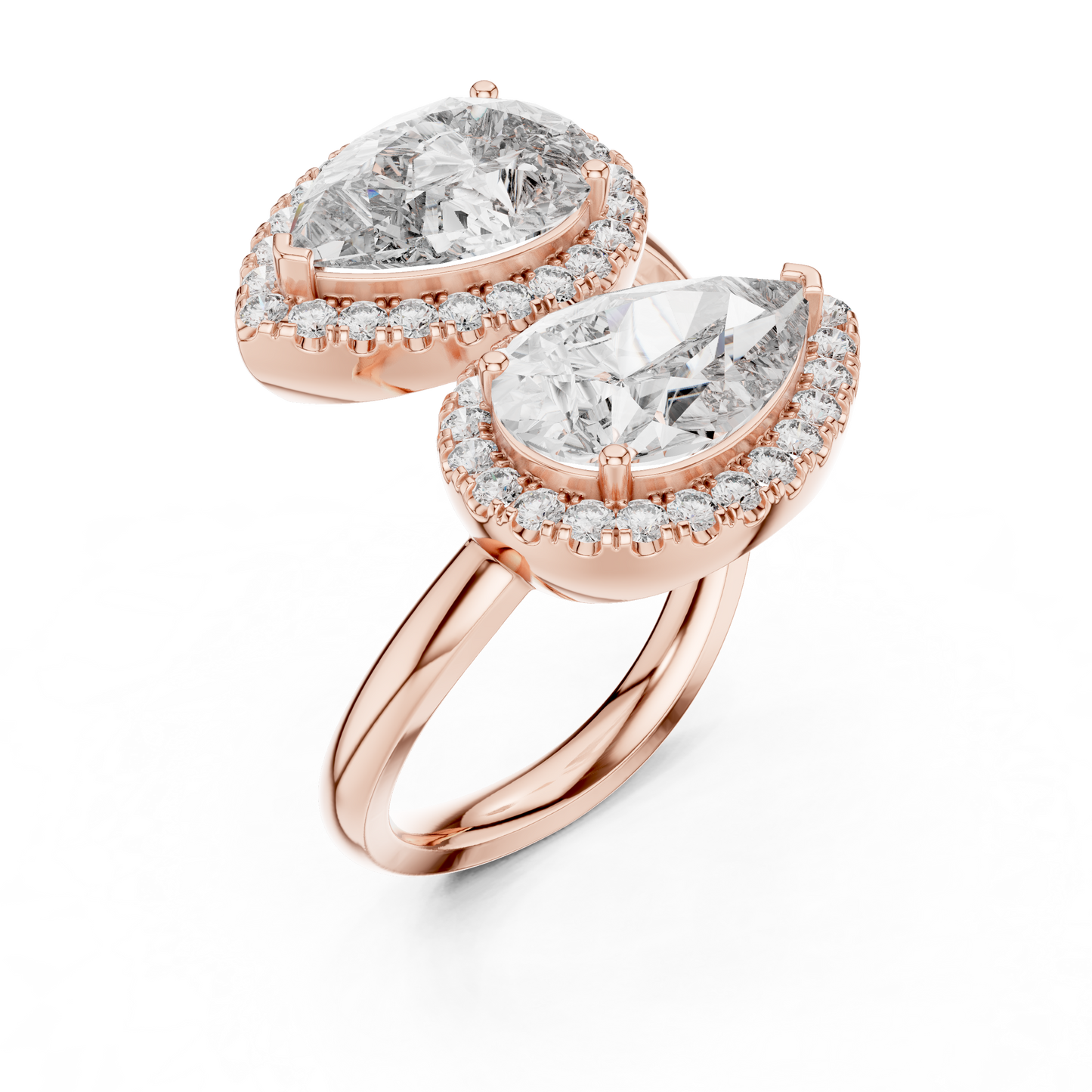 Pear-Shaped Double Halo Diamond Ring