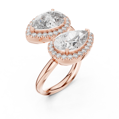 Pear-Shaped Double Halo Diamond Ring