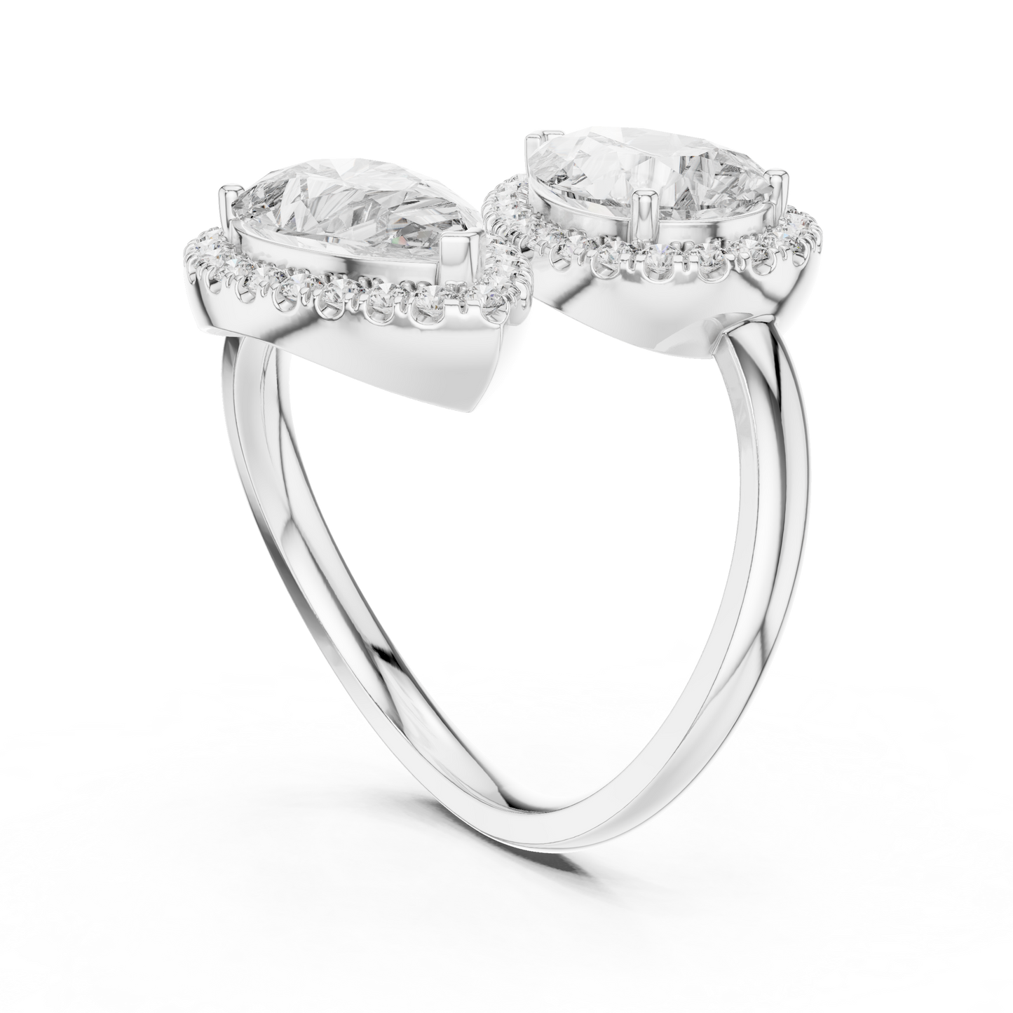Pear-Shaped Double Halo Diamond Ring
