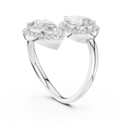 Pear-Shaped Double Halo Diamond Ring