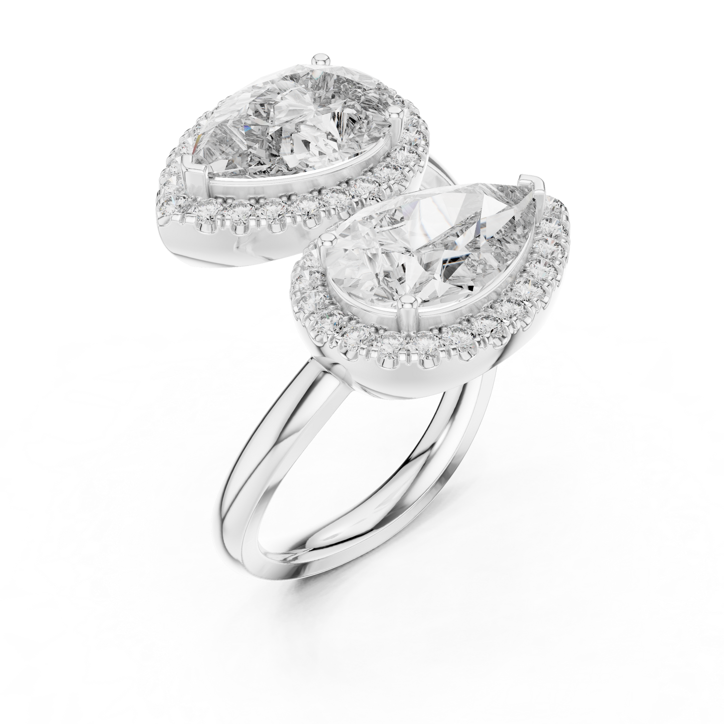 Pear-Shaped Double Halo Diamond Ring