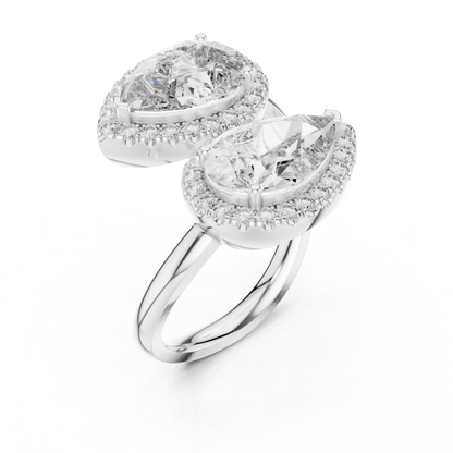 Pear-Shaped Double Halo Diamond Ring