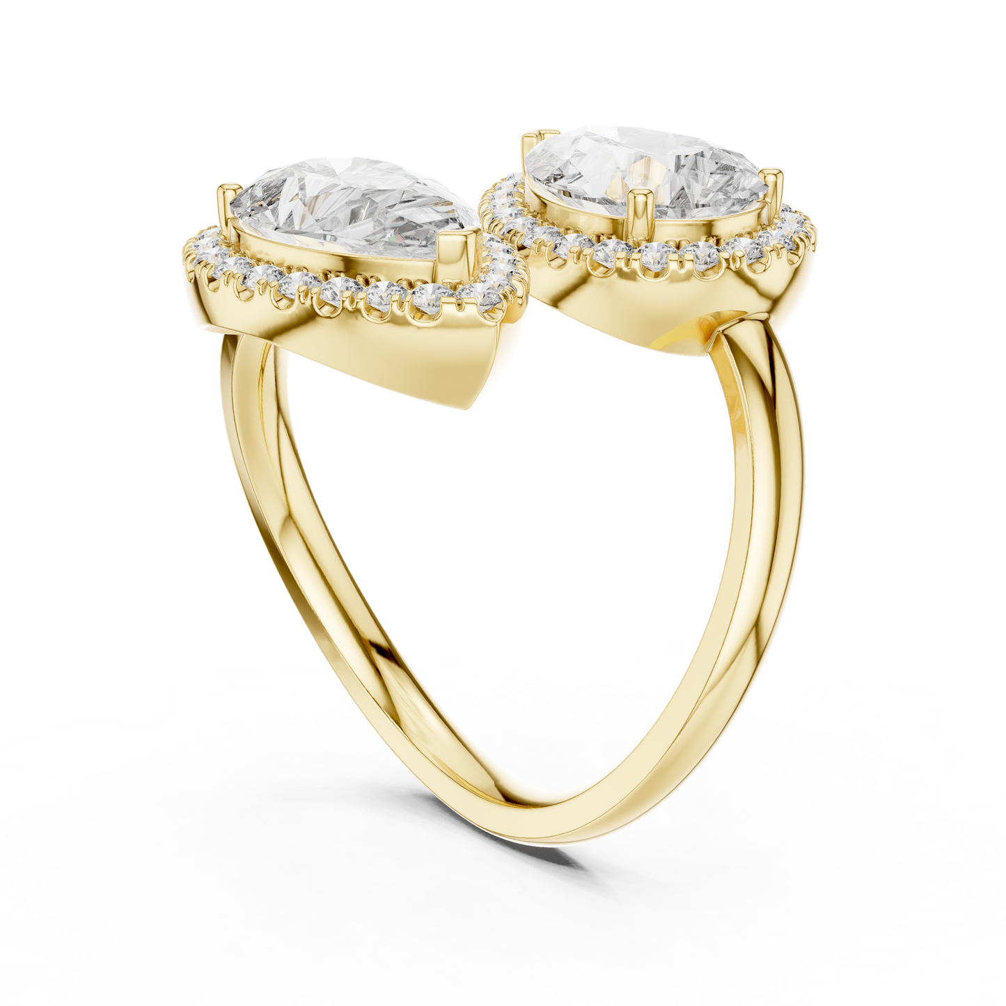 Pear-Shaped Double Halo Diamond Ring
