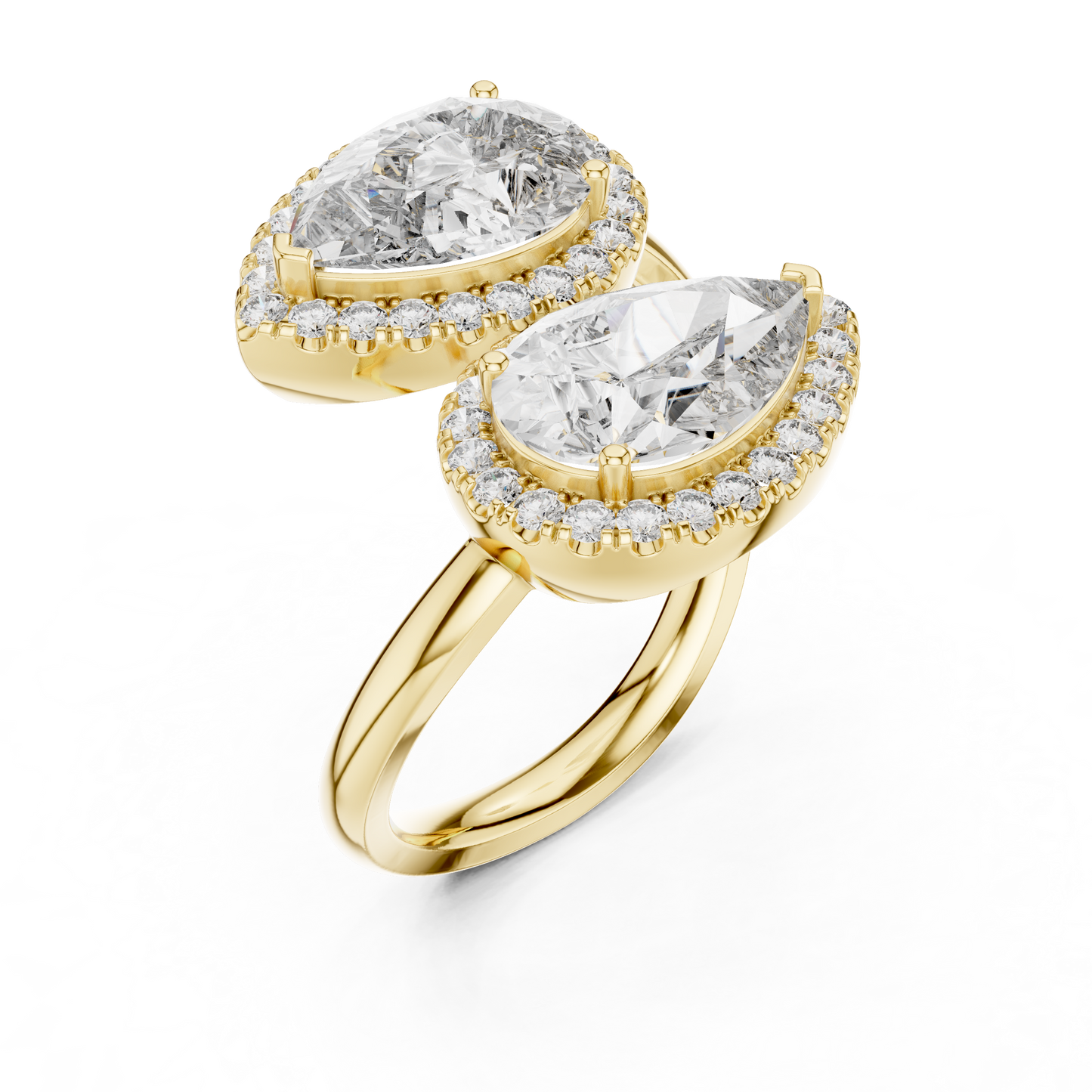 Pear-Shaped Double Halo Diamond Ring