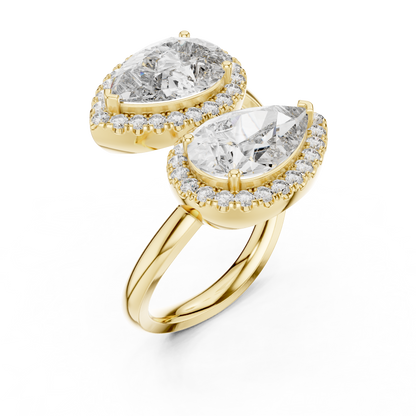 Pear-Shaped Double Halo Diamond Ring