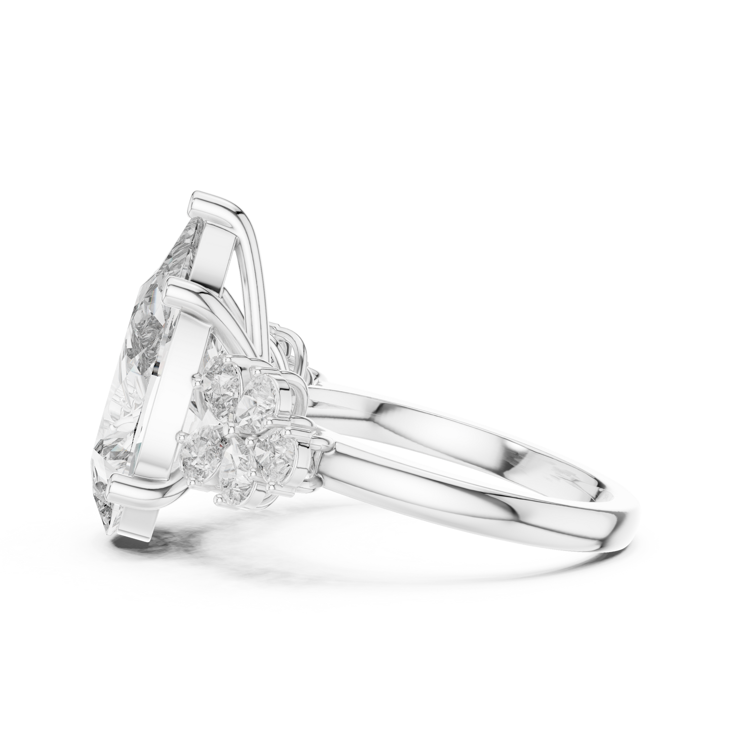 Pear-Shaped Green Gemstone Ring with Diamond Side Accents
