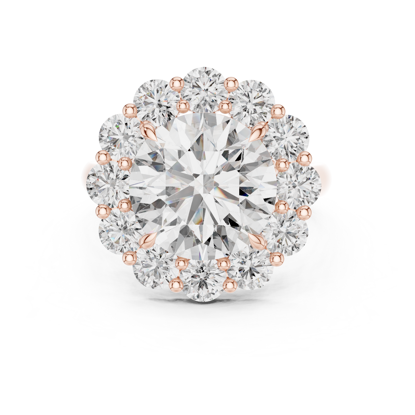 Grand Round Halo Diamond Engagement Ring
