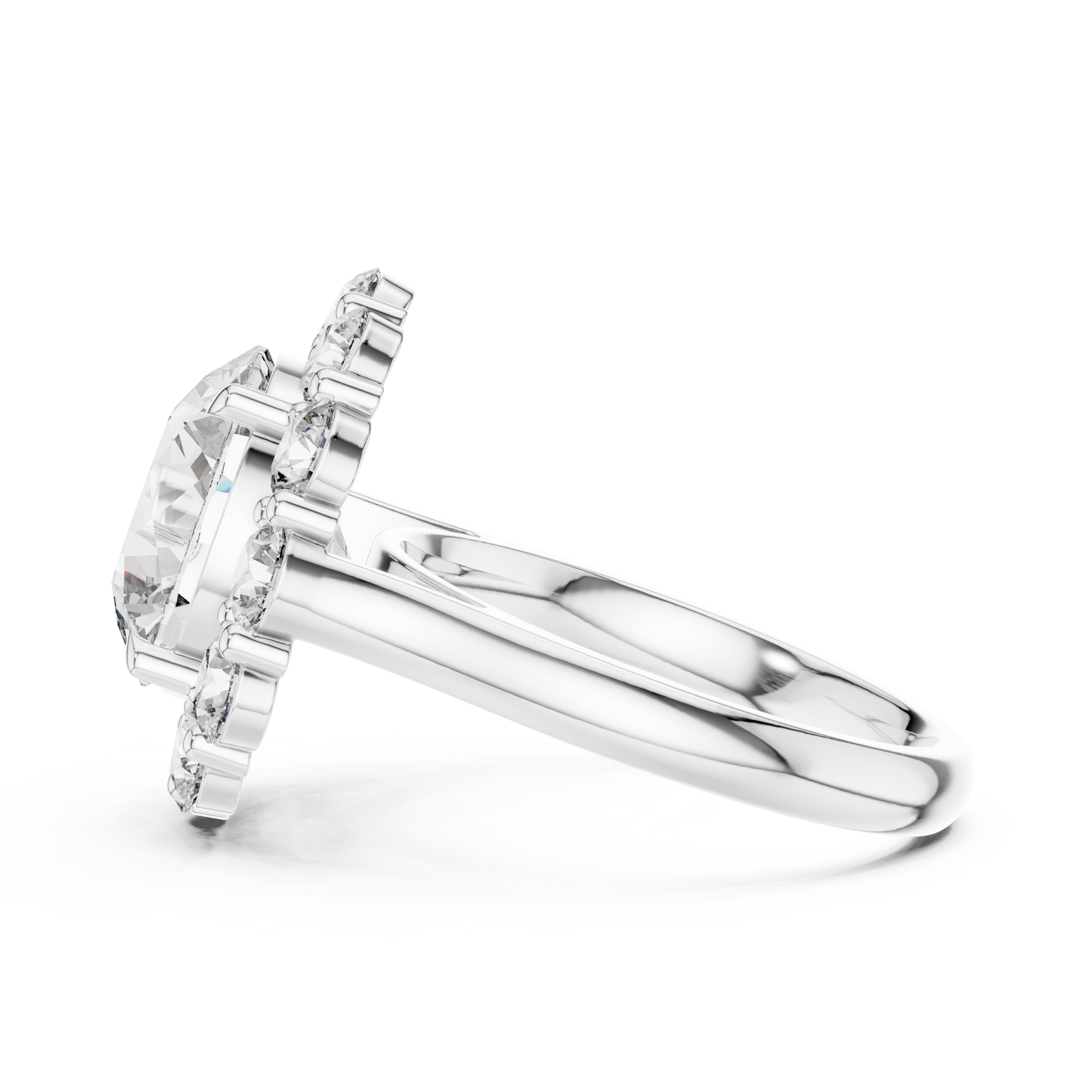 Grand Round Halo Diamond Engagement Ring