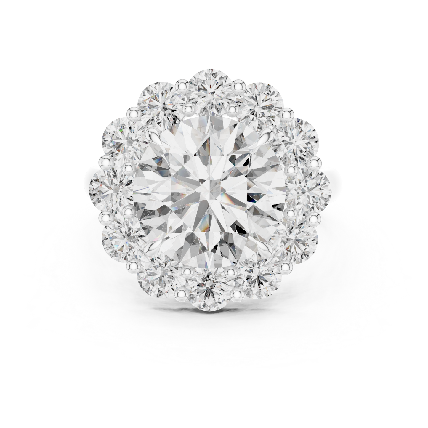 Grand Round Halo Diamond Engagement Ring