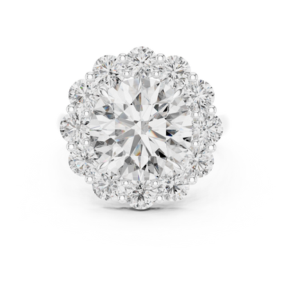 Grand Round Halo Diamond Engagement Ring