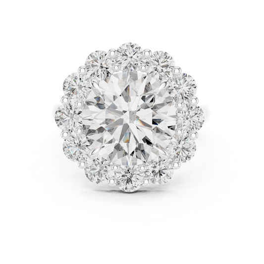 Grand Round Halo Diamond Engagement Ring