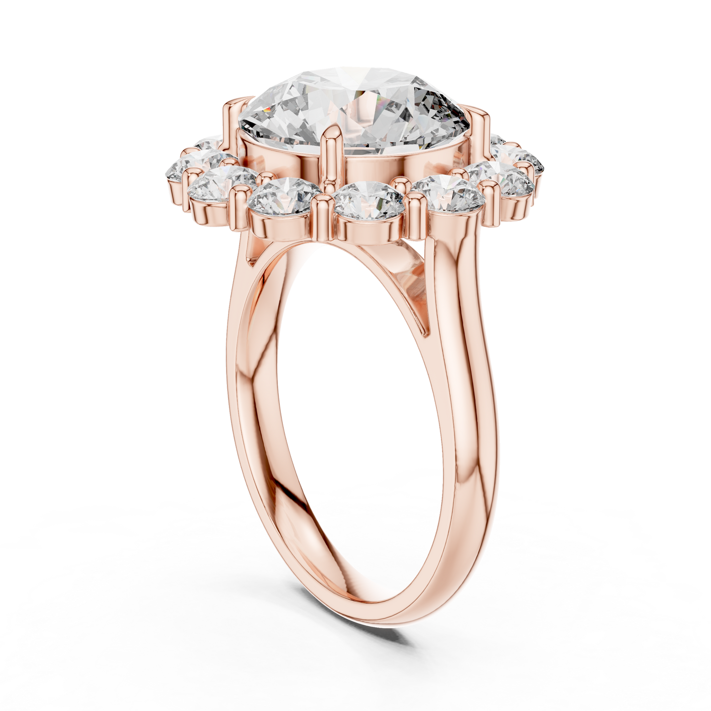 Grand Round Halo Diamond Engagement Ring