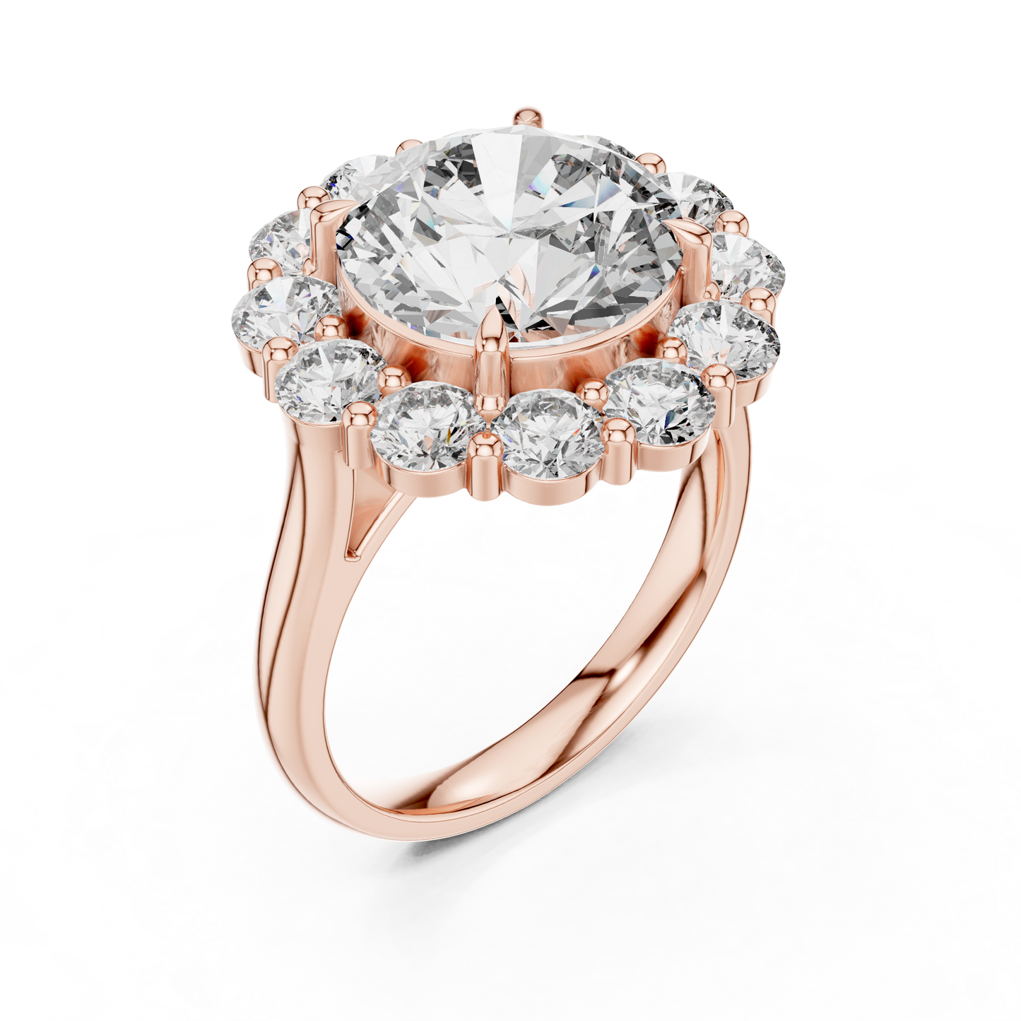 Grand Round Halo Diamond Engagement Ring