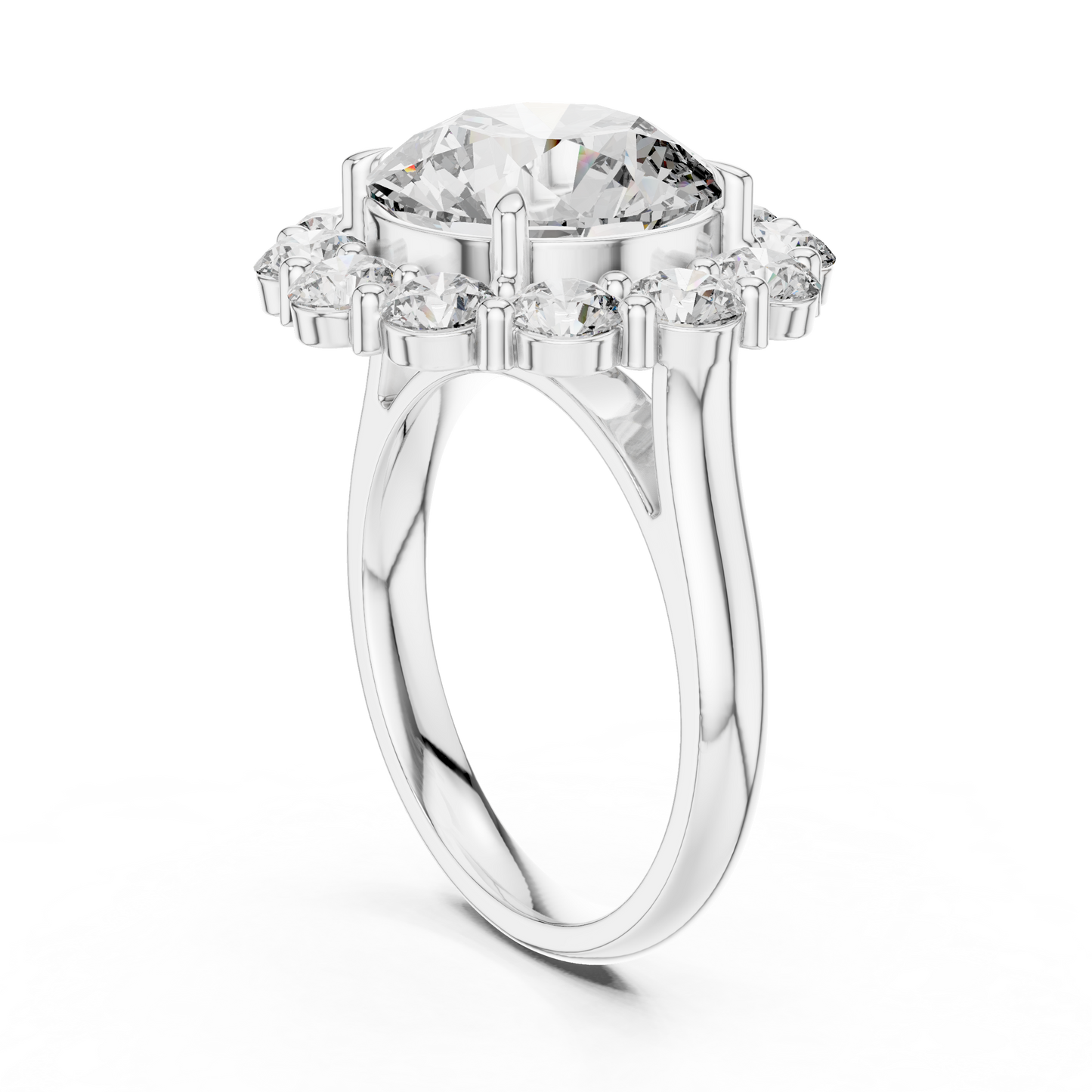 Grand Round Halo Diamond Engagement Ring
