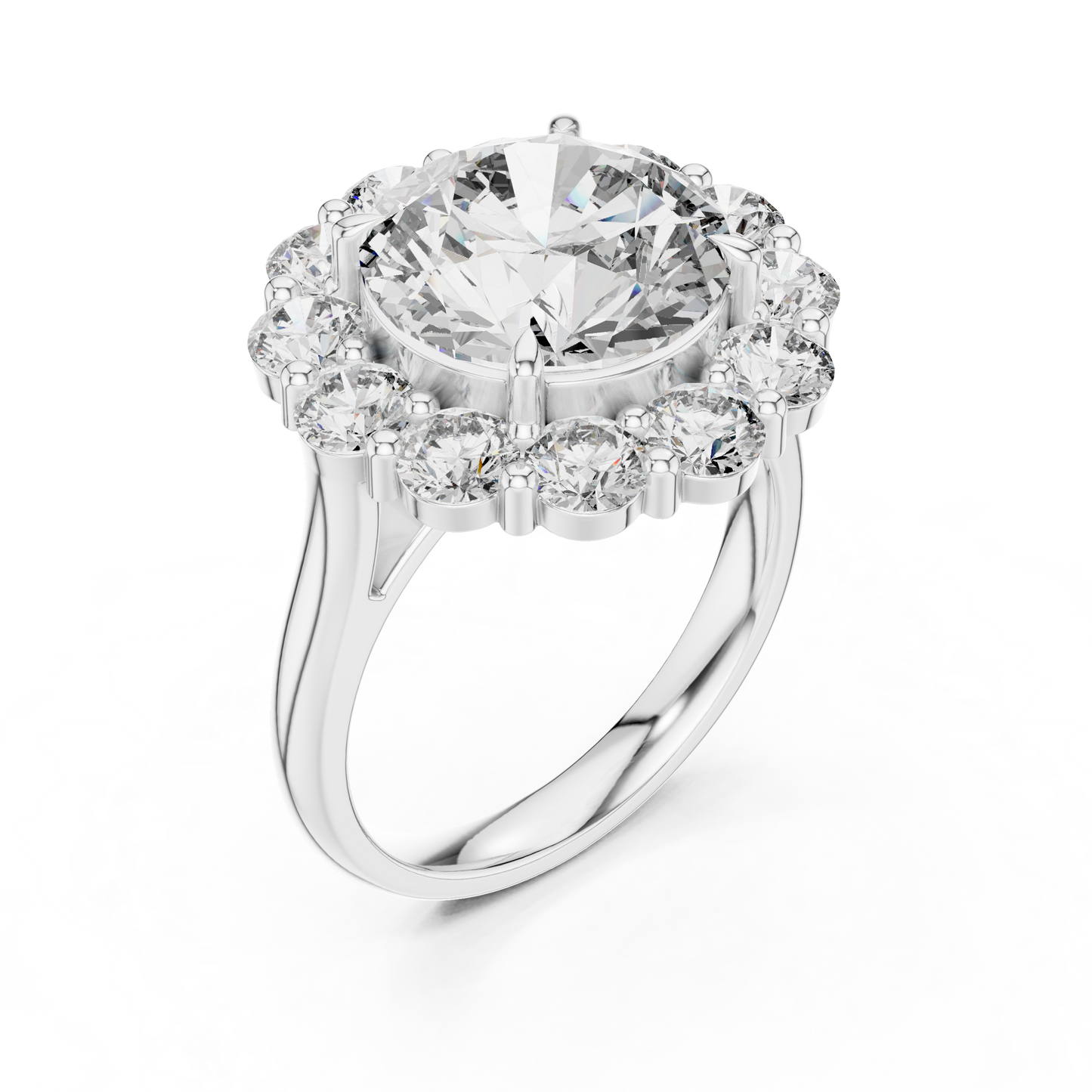 Grand Round Halo Diamond Engagement Ring