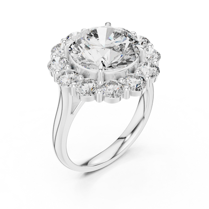 Grand Round Halo Diamond Engagement Ring