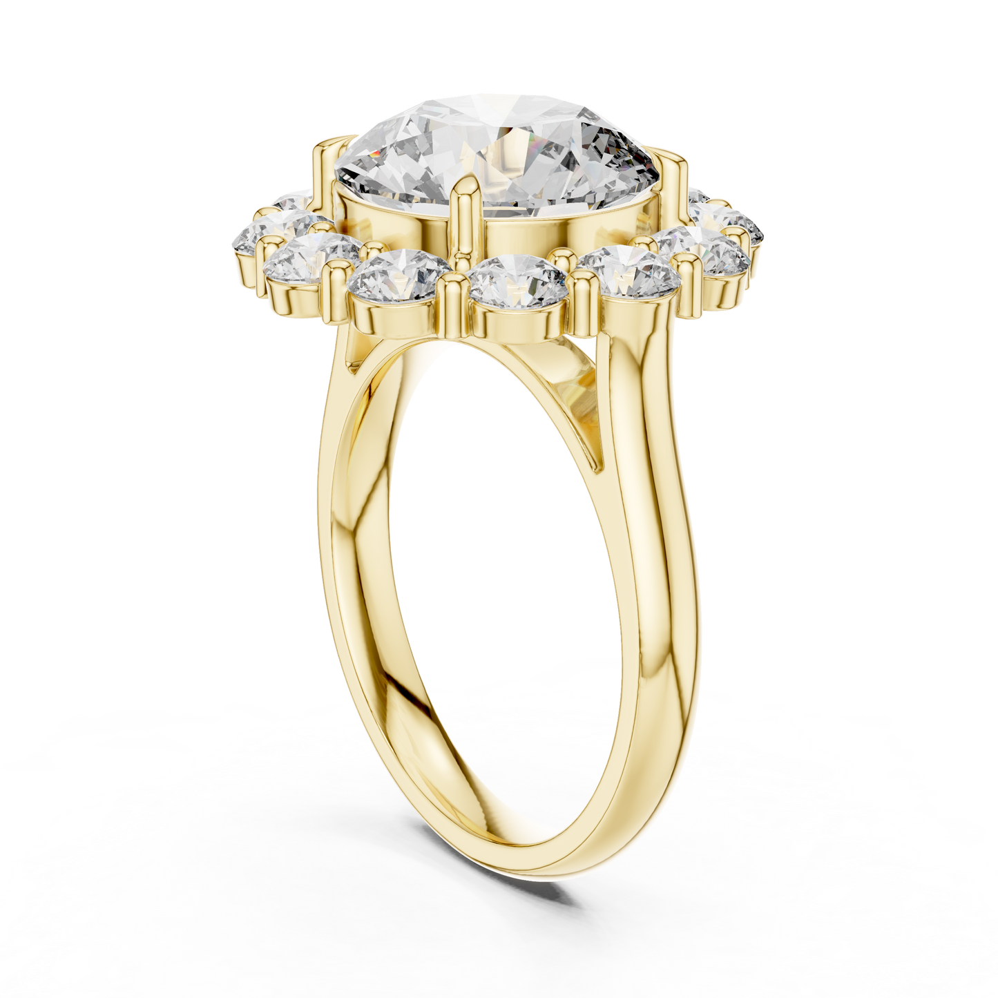 Grand Round Halo Diamond Engagement Ring