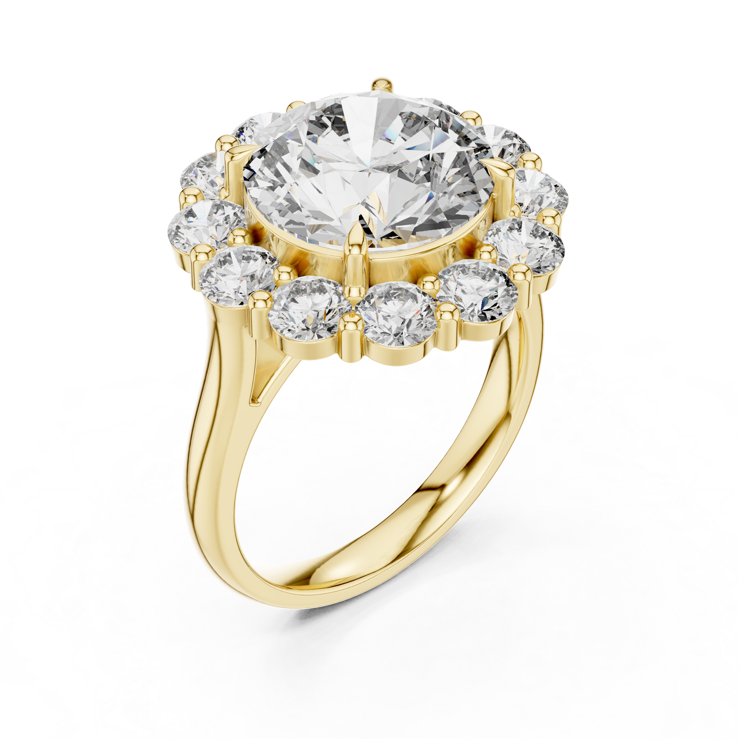 Grand Round Halo Diamond Engagement Ring