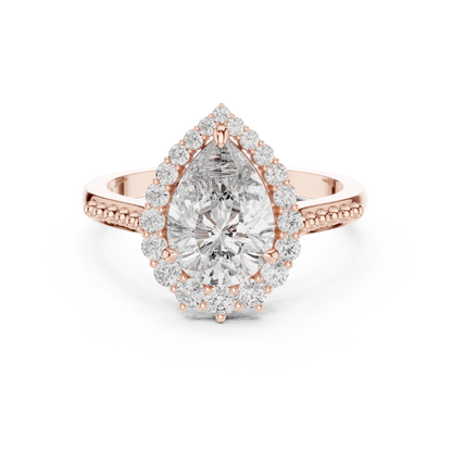 Pear Shape Diamond Halo Ring