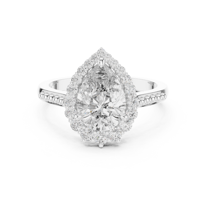 Pear Shape Diamond Halo Ring