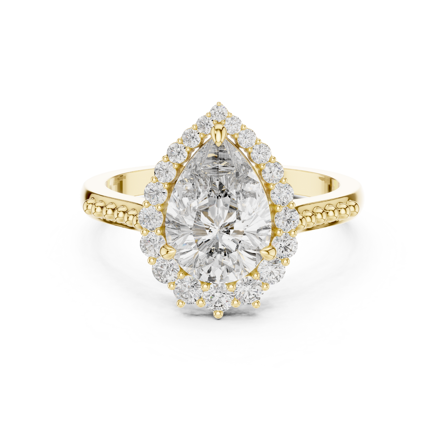 Pear Shape Diamond Halo Ring