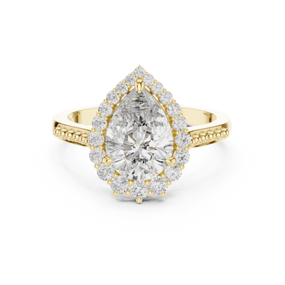 Pear Shape Diamond Halo Ring