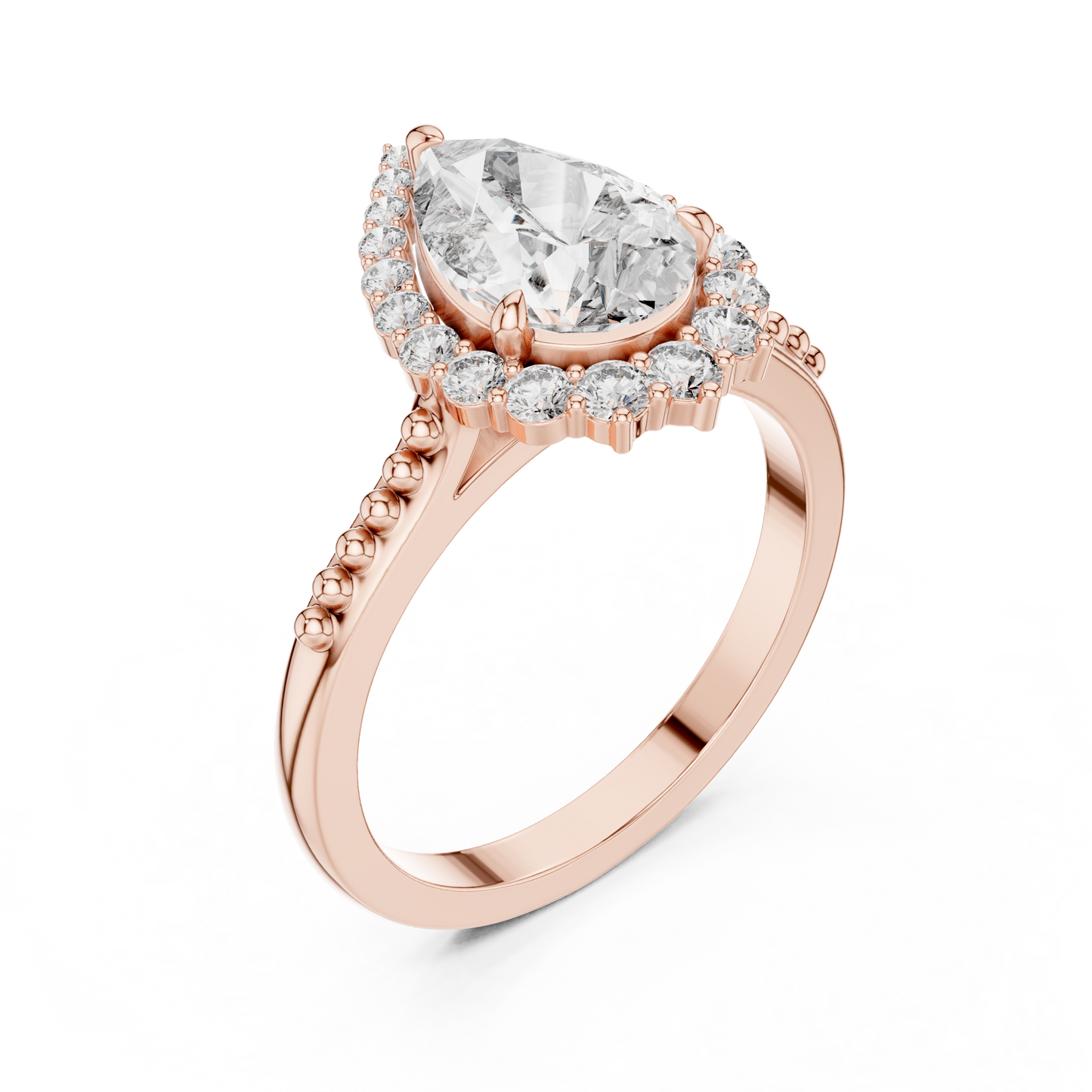 Pear Shape Diamond Halo Ring
