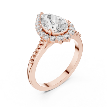 Pear Shape Diamond Halo Ring