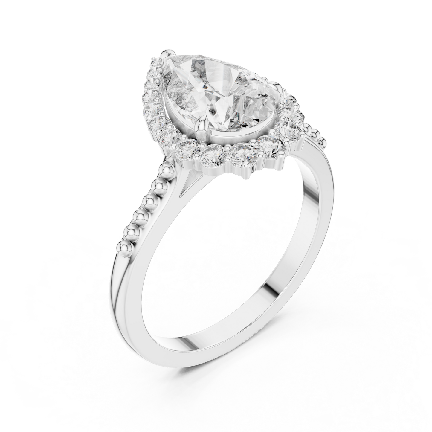 Pear Shape Diamond Halo Ring