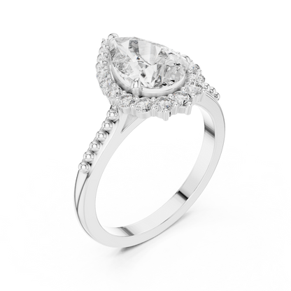 Pear Shape Diamond Halo Ring