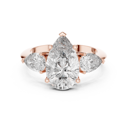 Pear Cut Three Stone Diamond Ring