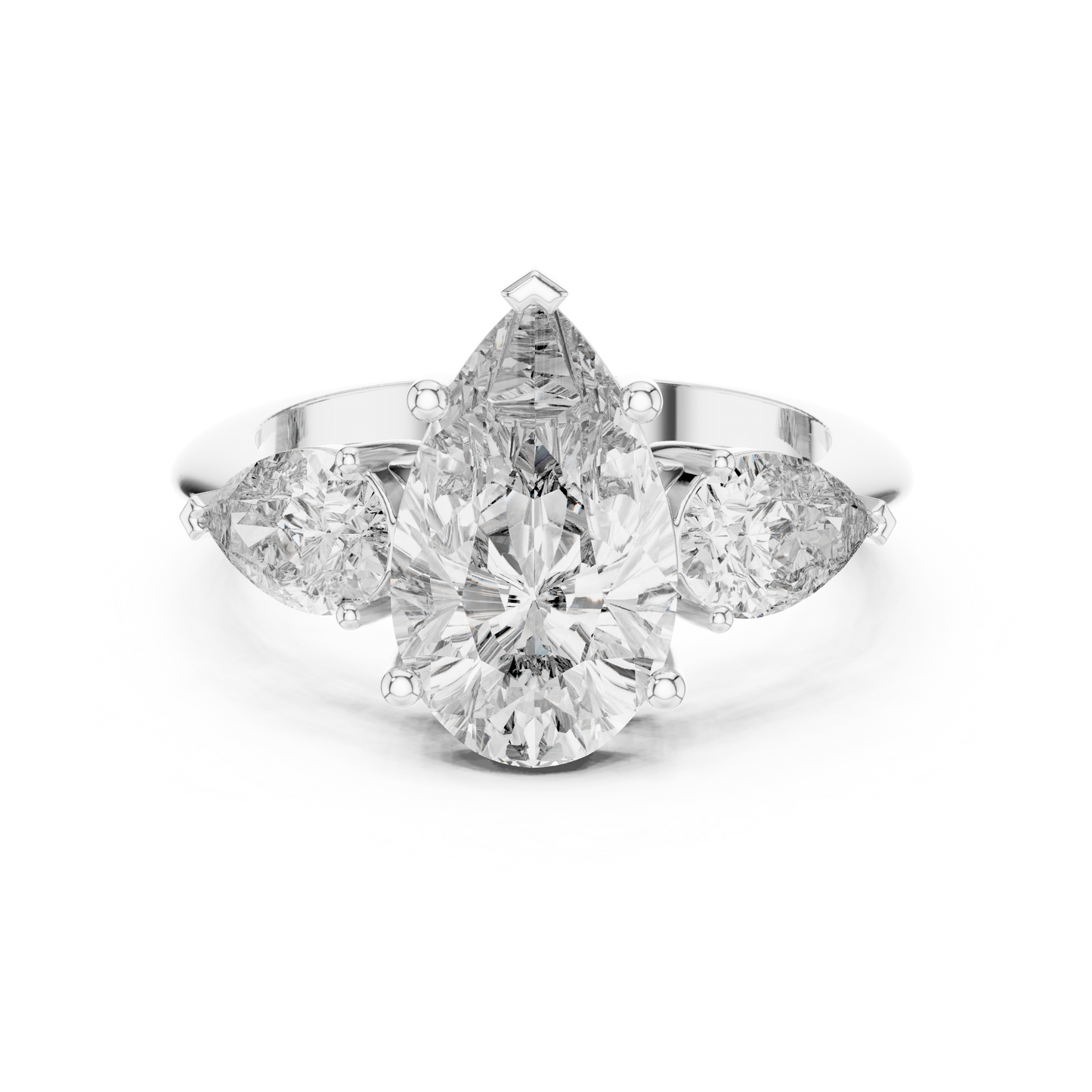 Pear Cut Three Stone Diamond Ring