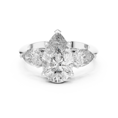 Pear Cut Three Stone Diamond Ring