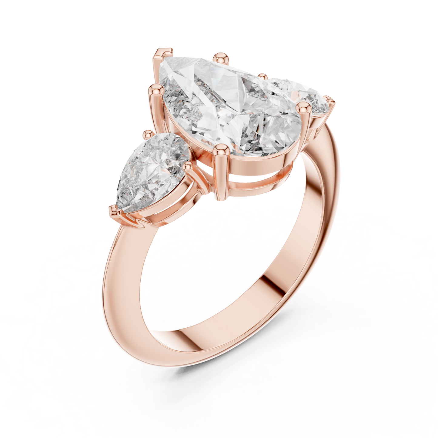 Pear Cut Three Stone Diamond Ring
