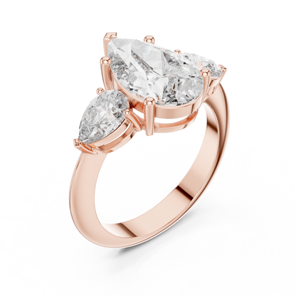 Pear Cut Three Stone Diamond Ring