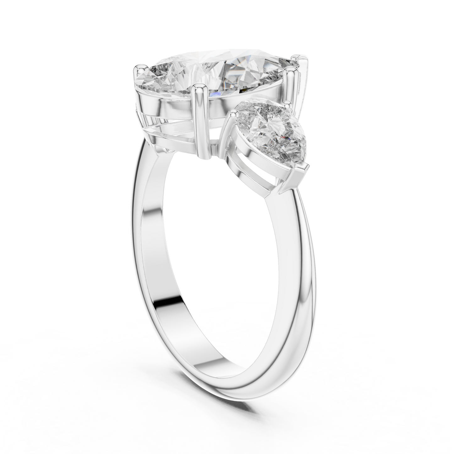 Pear Cut Three Stone Diamond Ring