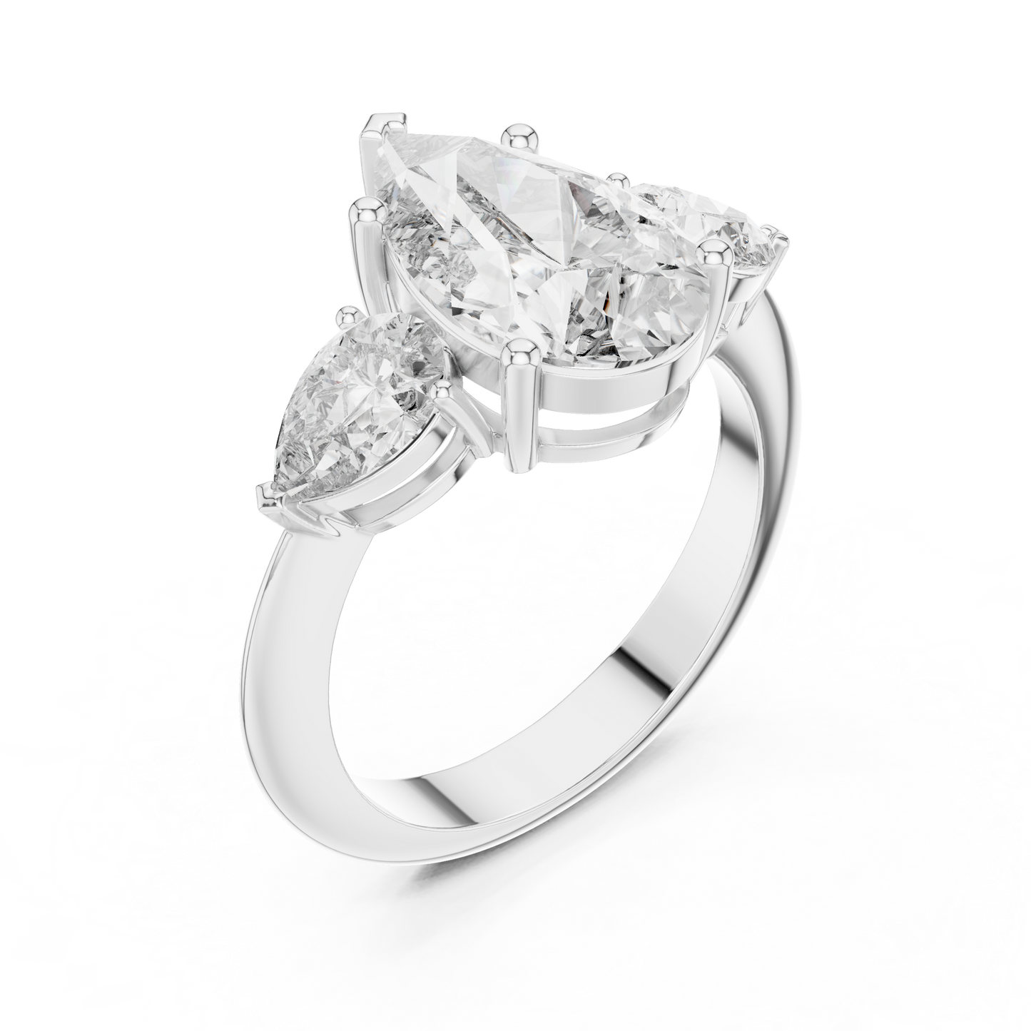 Pear Cut Three Stone Diamond Ring