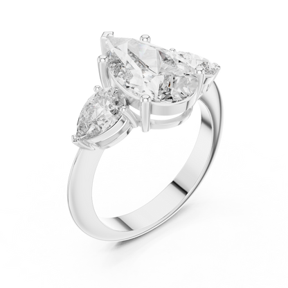 Pear Cut Three Stone Diamond Ring