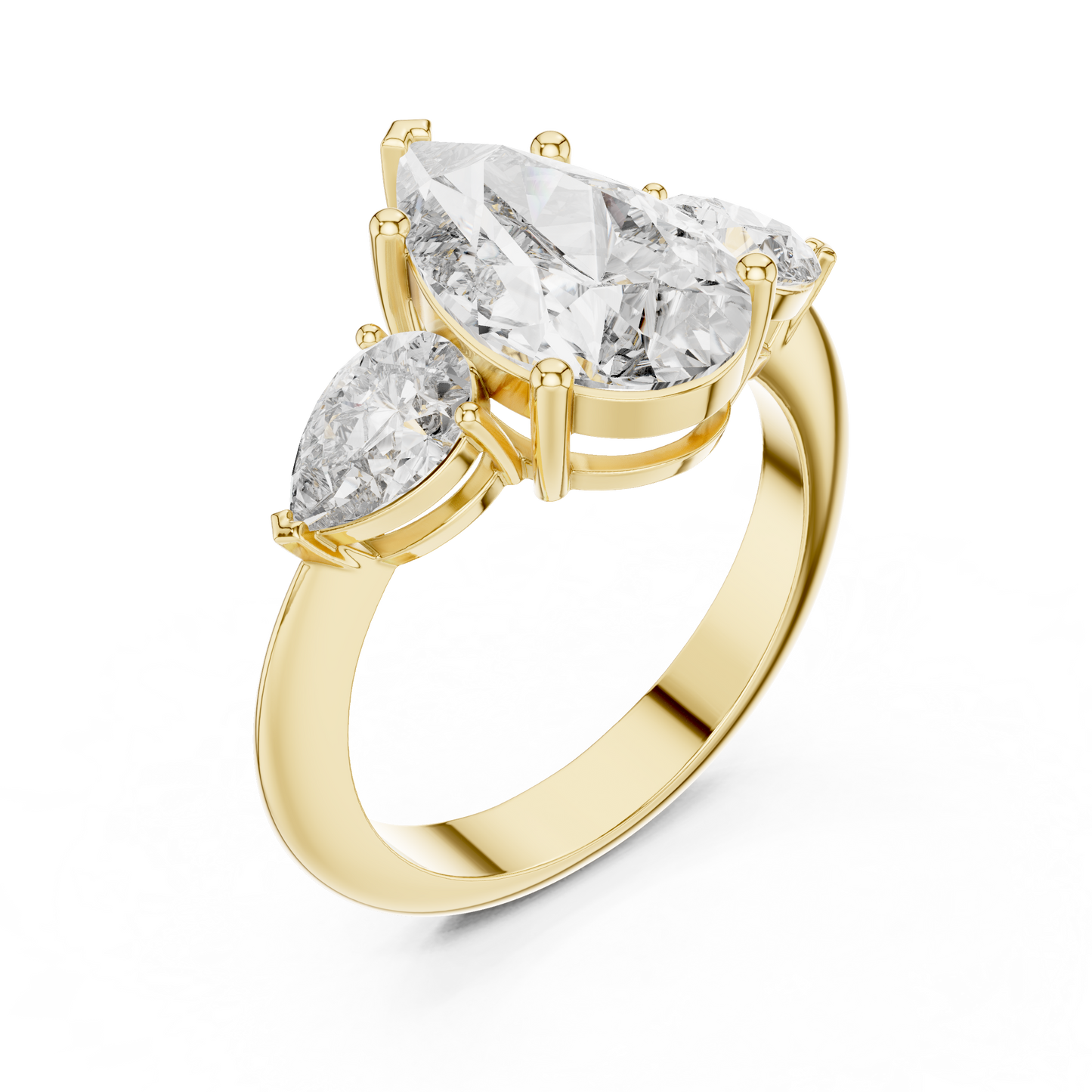 Pear Cut Three Stone Diamond Ring