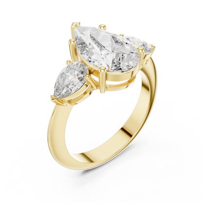 Pear Cut Three Stone Diamond Ring