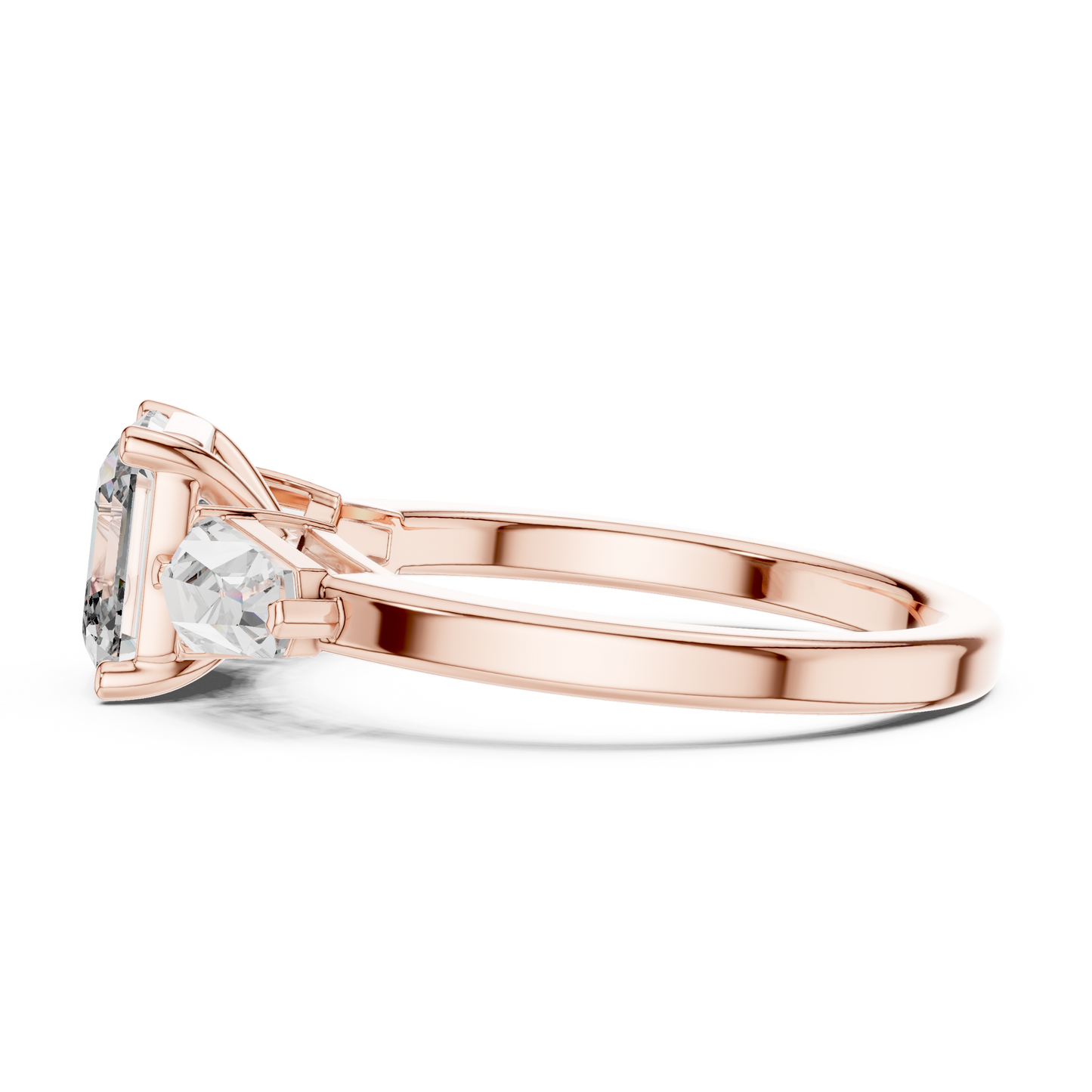 Asscher Cut Diamond Ring with Kite Cut Side Stones