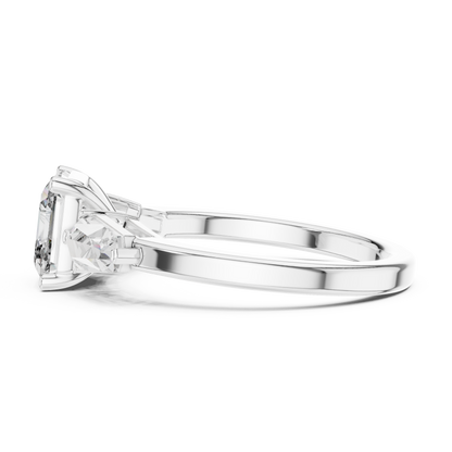 Asscher Cut Diamond Ring with Kite Cut Side Stones