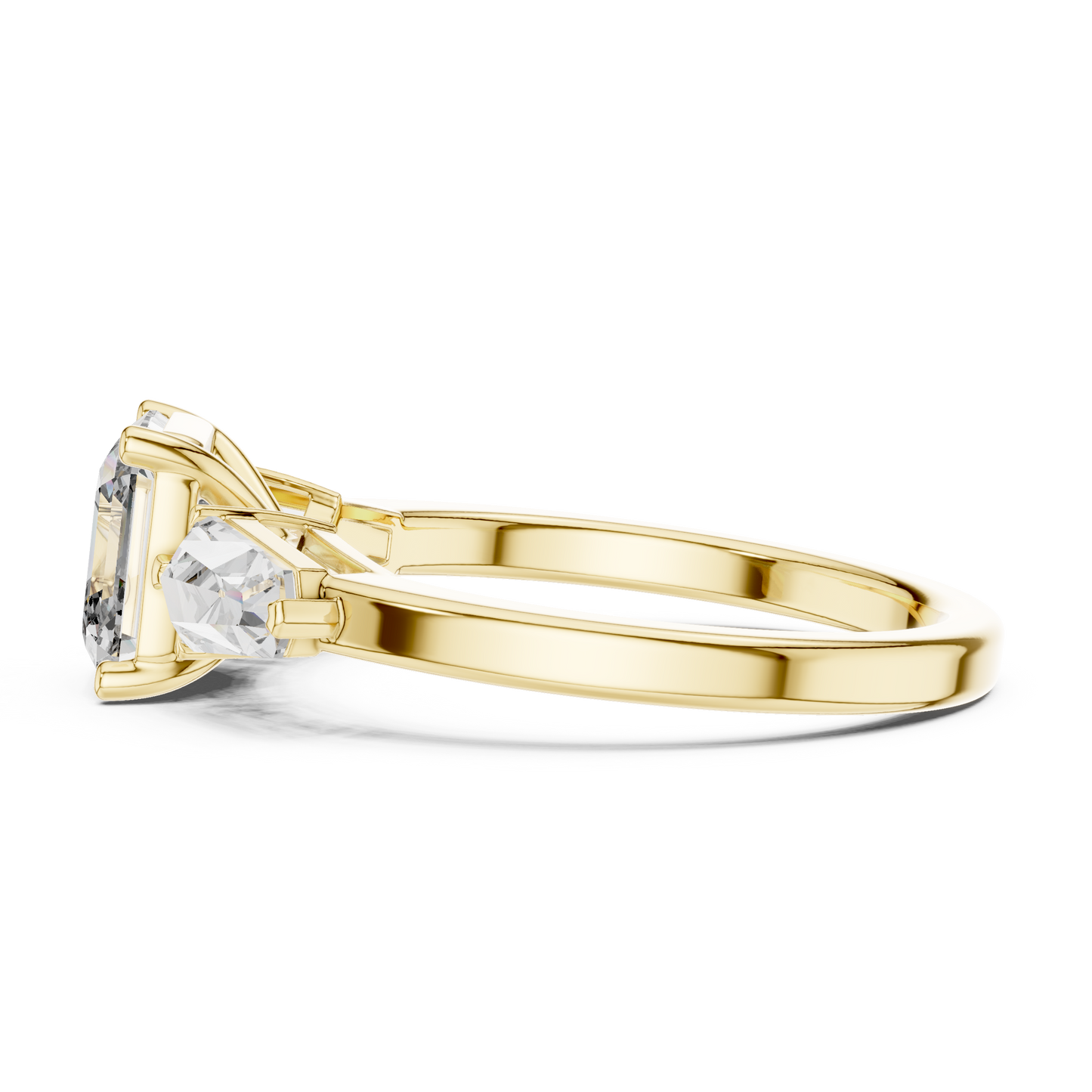 Asscher Cut Diamond Ring with Kite Cut Side Stones