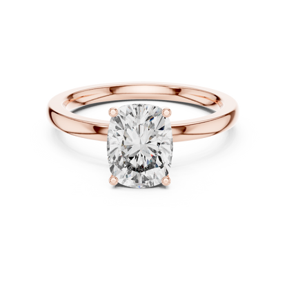 Radiant Cut Solitaire Engagement Ring with Hidden Pave Halo