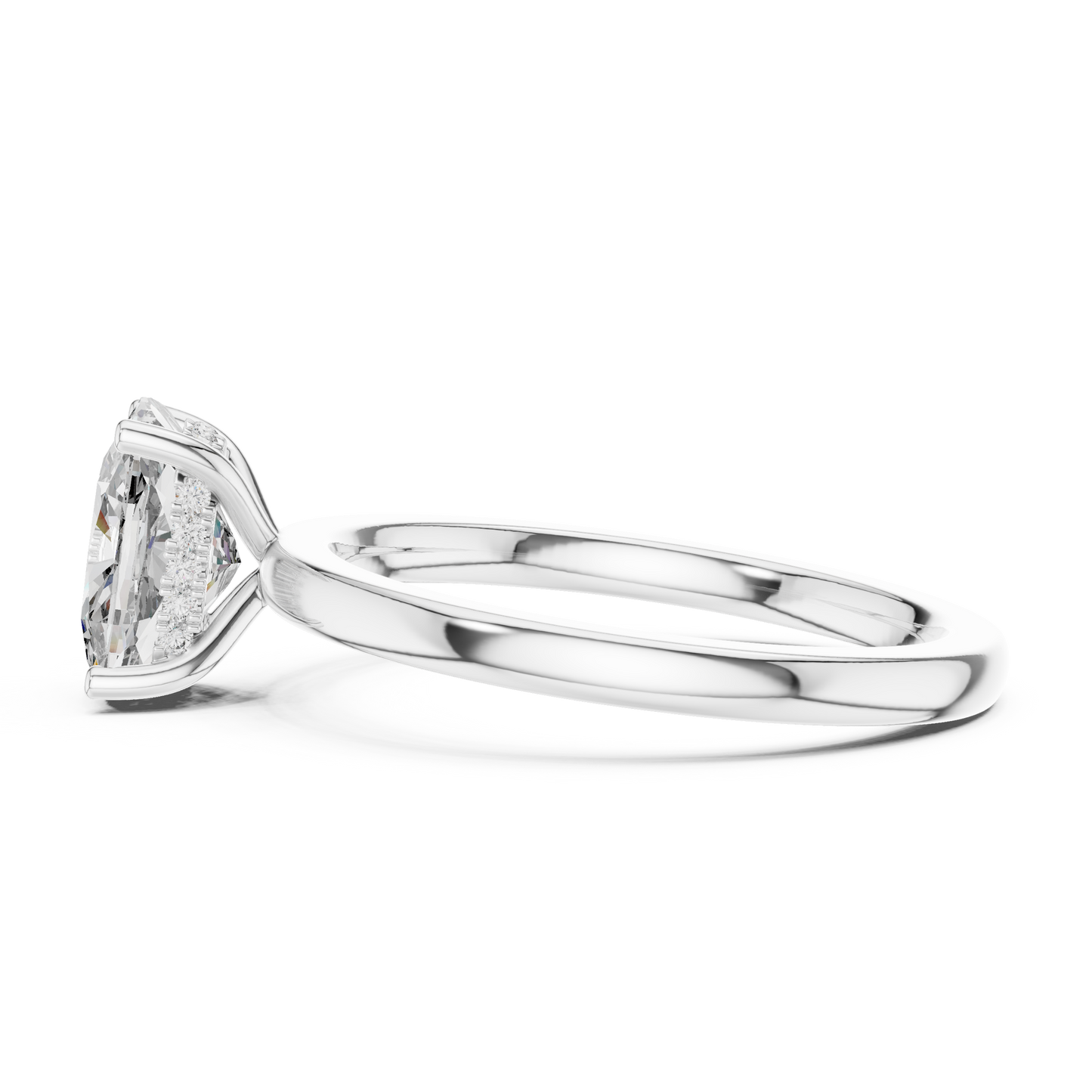 Radiant Cut Solitaire Engagement Ring with Hidden Pave Halo