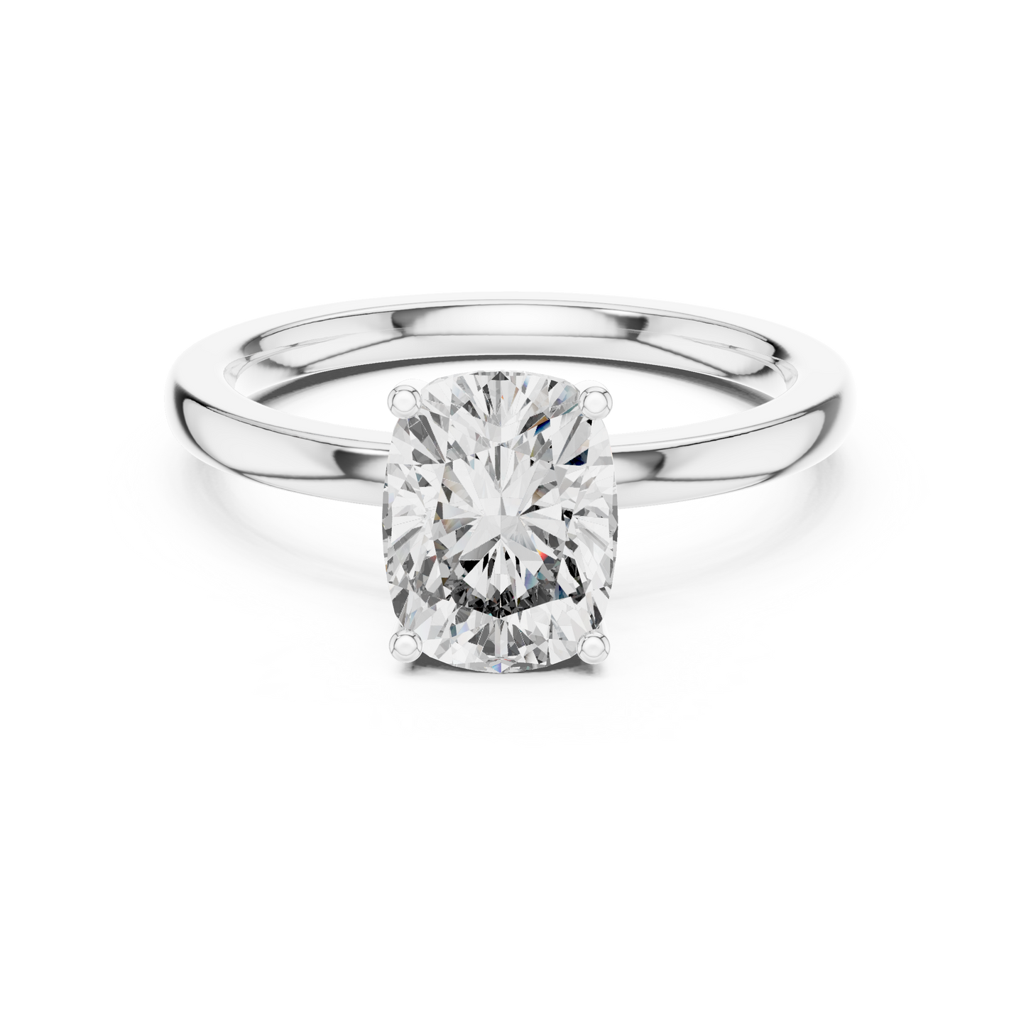 Radiant Cut Solitaire Engagement Ring with Hidden Pave Halo
