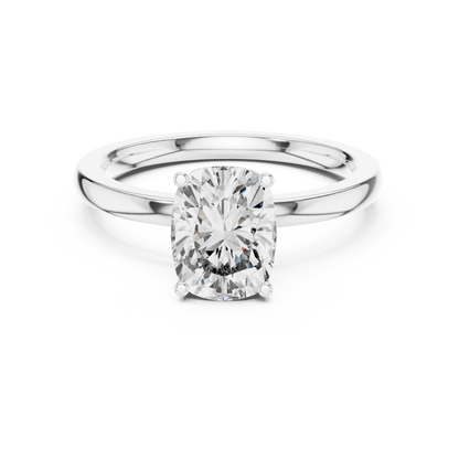 Radiant Cut Solitaire Engagement Ring with Hidden Pave Halo