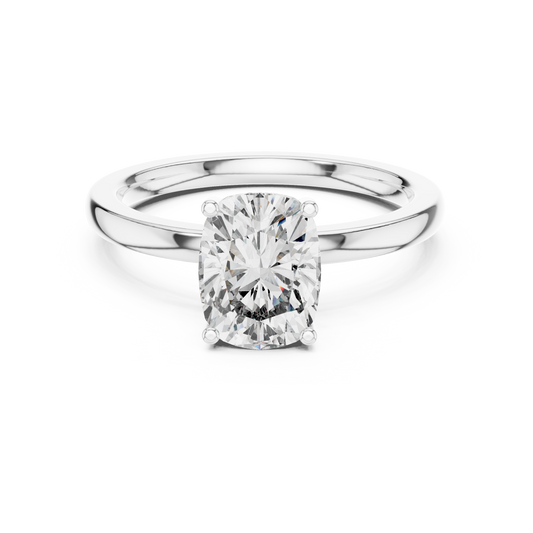 Radiant Cut Solitaire Engagement Ring with Hidden Pave Halo