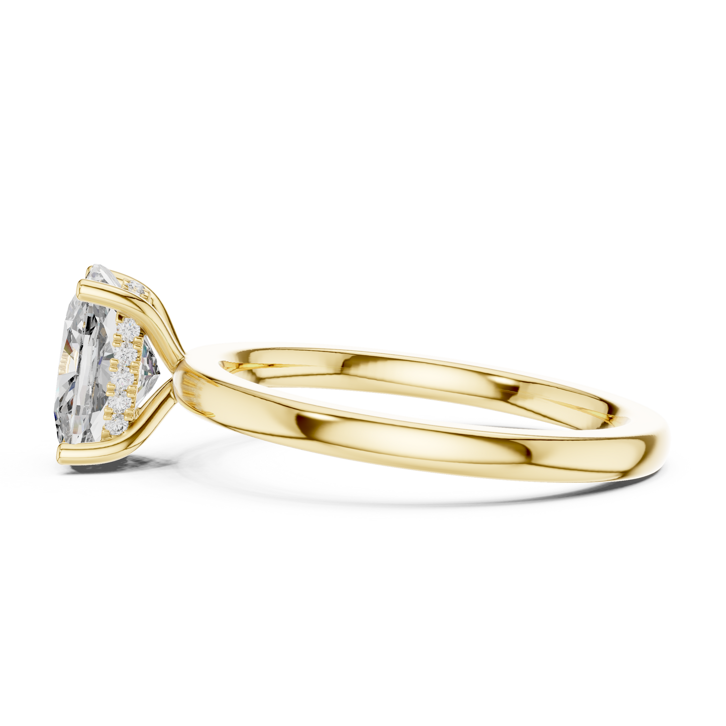 Radiant Cut Solitaire Engagement Ring with Hidden Pave Halo